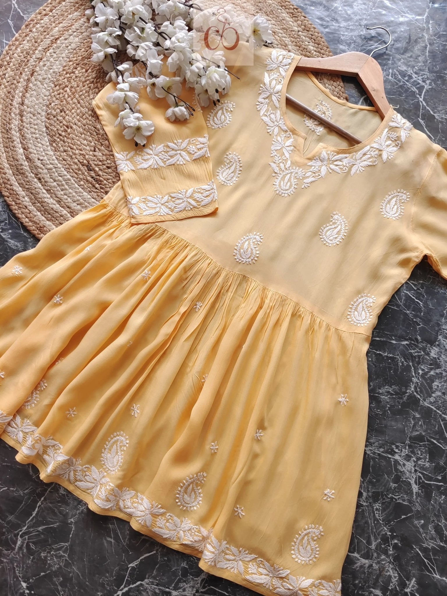 Modal short gown - chikankariofficial