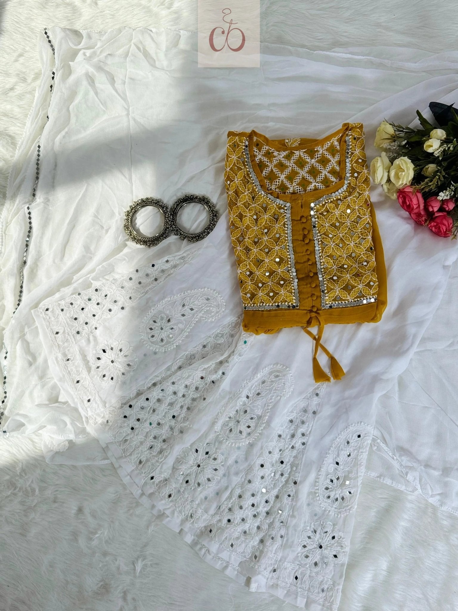 Most Viral Short Mirror Gown - chikankariofficial