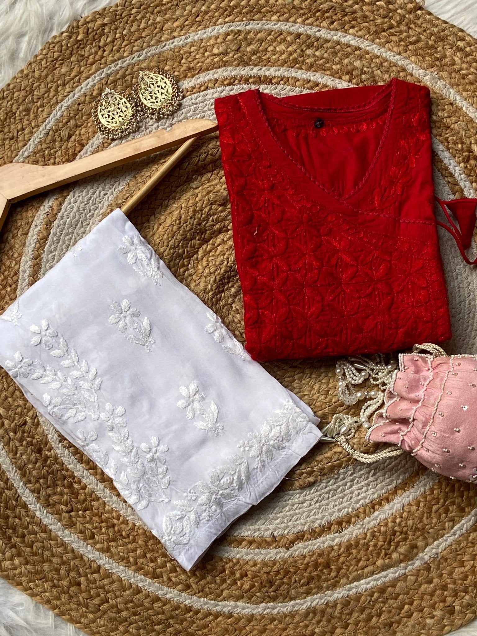 Mul Cotton Dyed Straight Angrakha with Dori - chikankariofficial