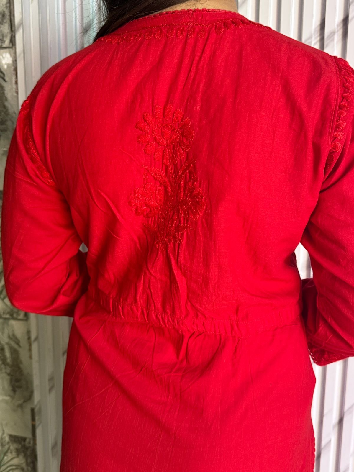 Mul Cotton Dyed Straight Angrakha with Dori - chikankariofficial