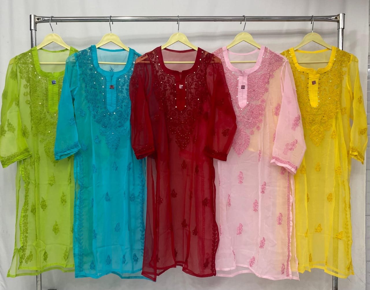 Muqaish work Chikankari Essential Kurtis with matching inner ( Alee Special ) - chikankariofficial