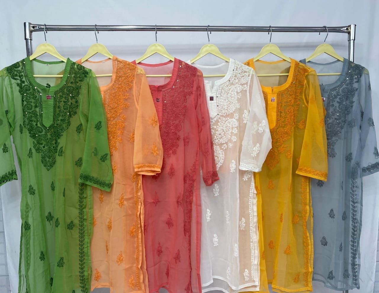 Muqaish work Chikankari Essential Kurtis with matching inner ( Alee Special ) - chikankariofficial