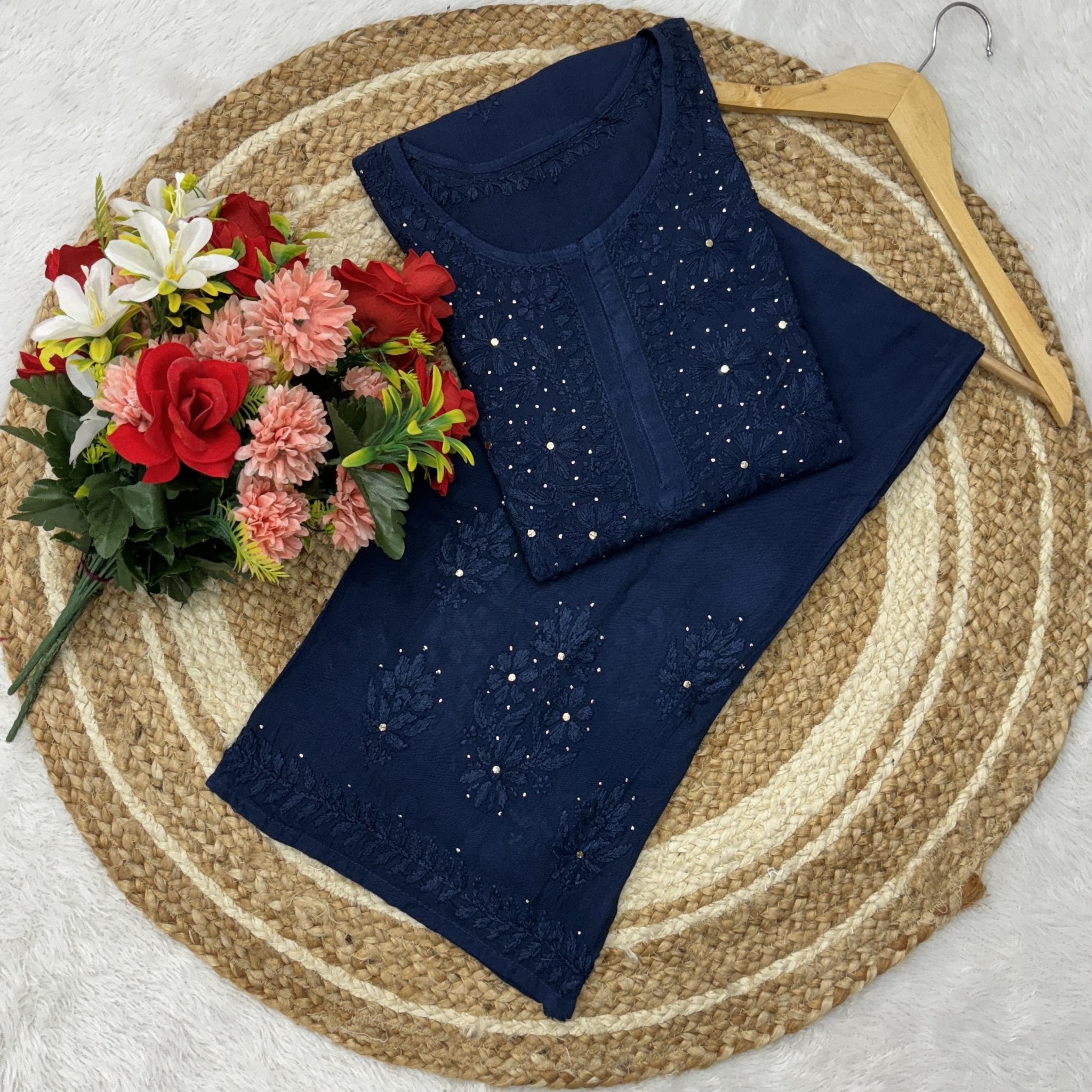 Muqaish work Rayon Co ord - chikankariofficial