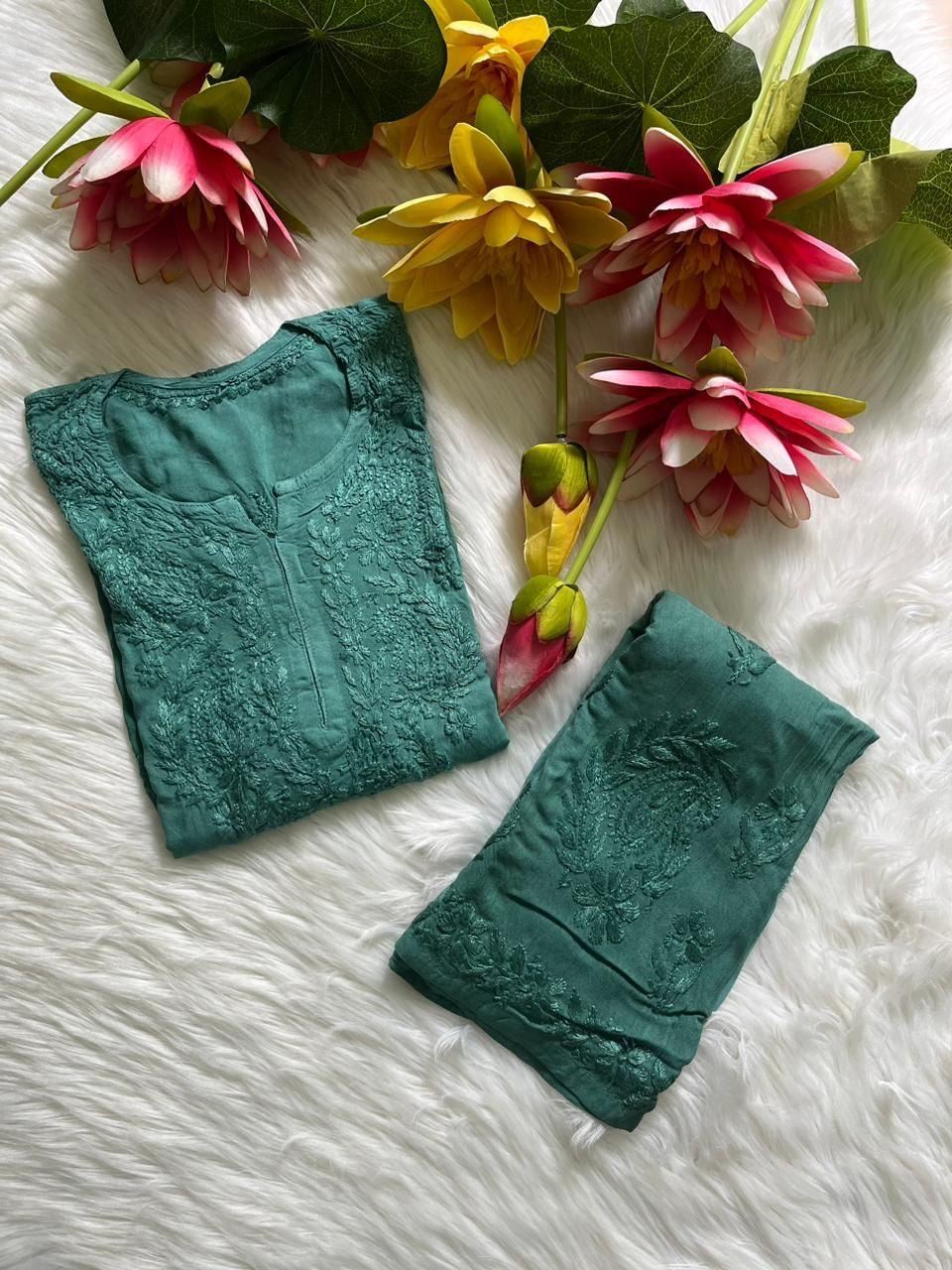 Noor Rayon Ombre tone Soft n Comfy Plazo Combo - chikankariofficial