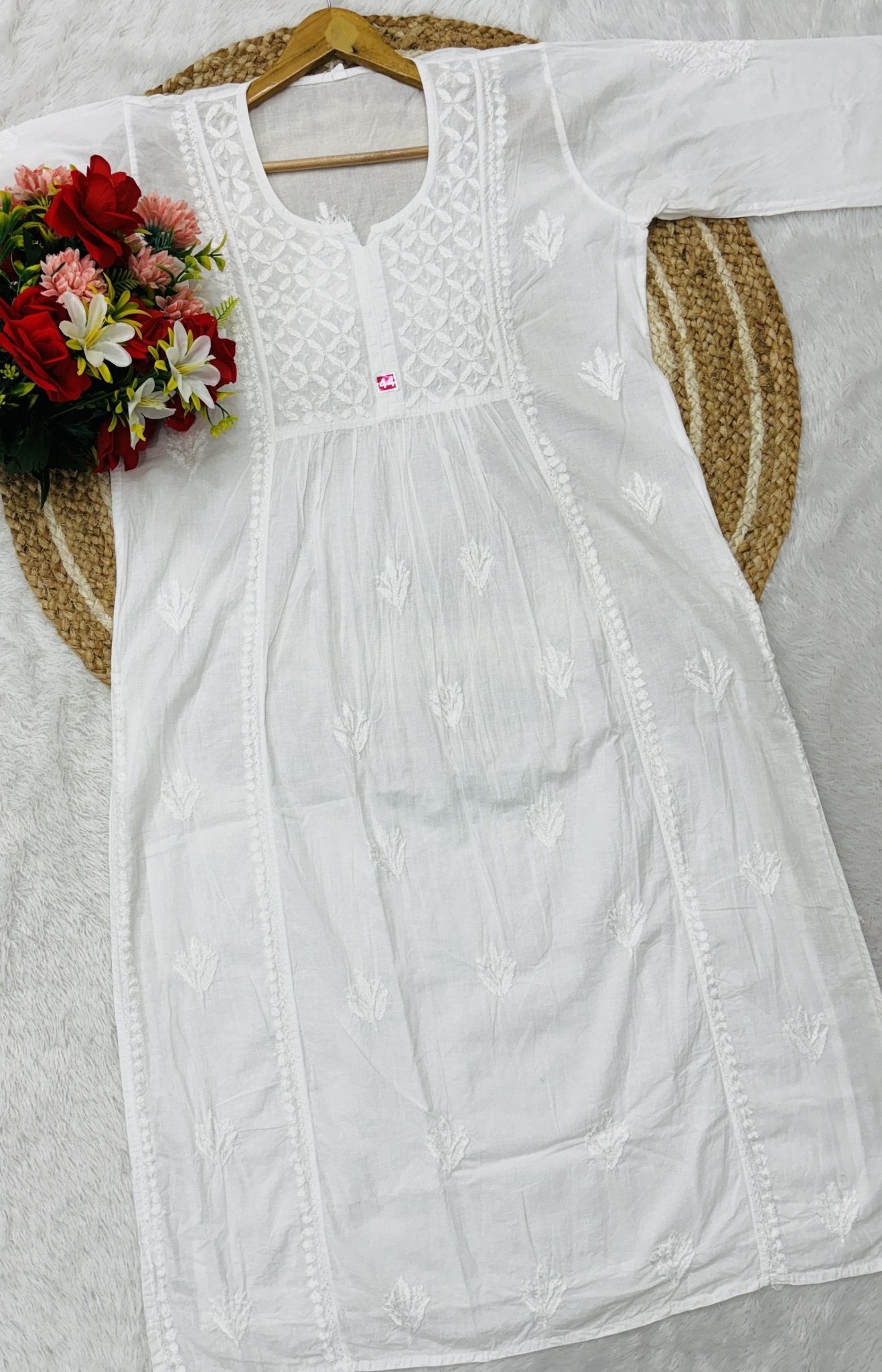 Nyra cut Cotton Dual shade kurti - chikankariofficial