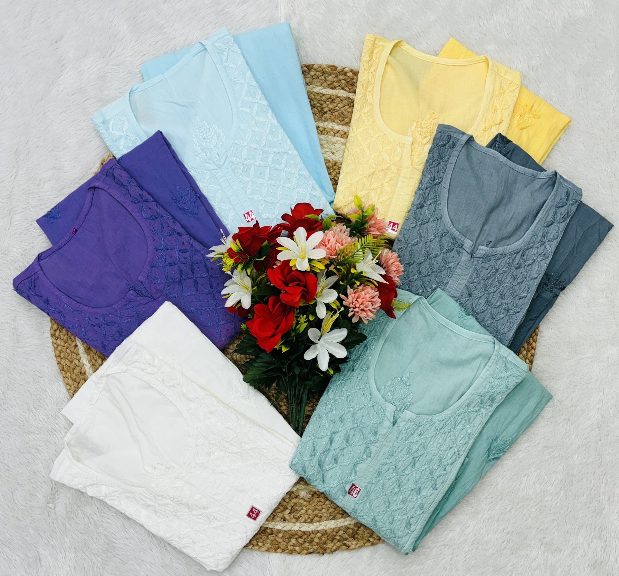 Nyra cut Cotton Dual shade kurti - chikankariofficial