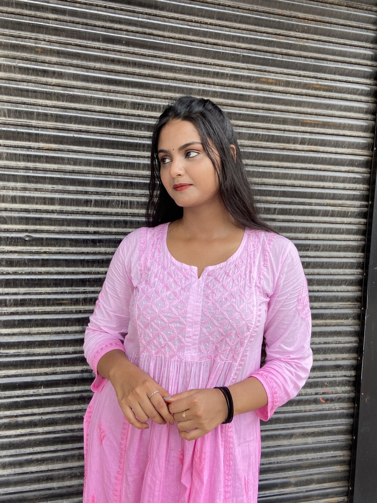 Nyra cut Cotton Dual shade kurti - chikankariofficial