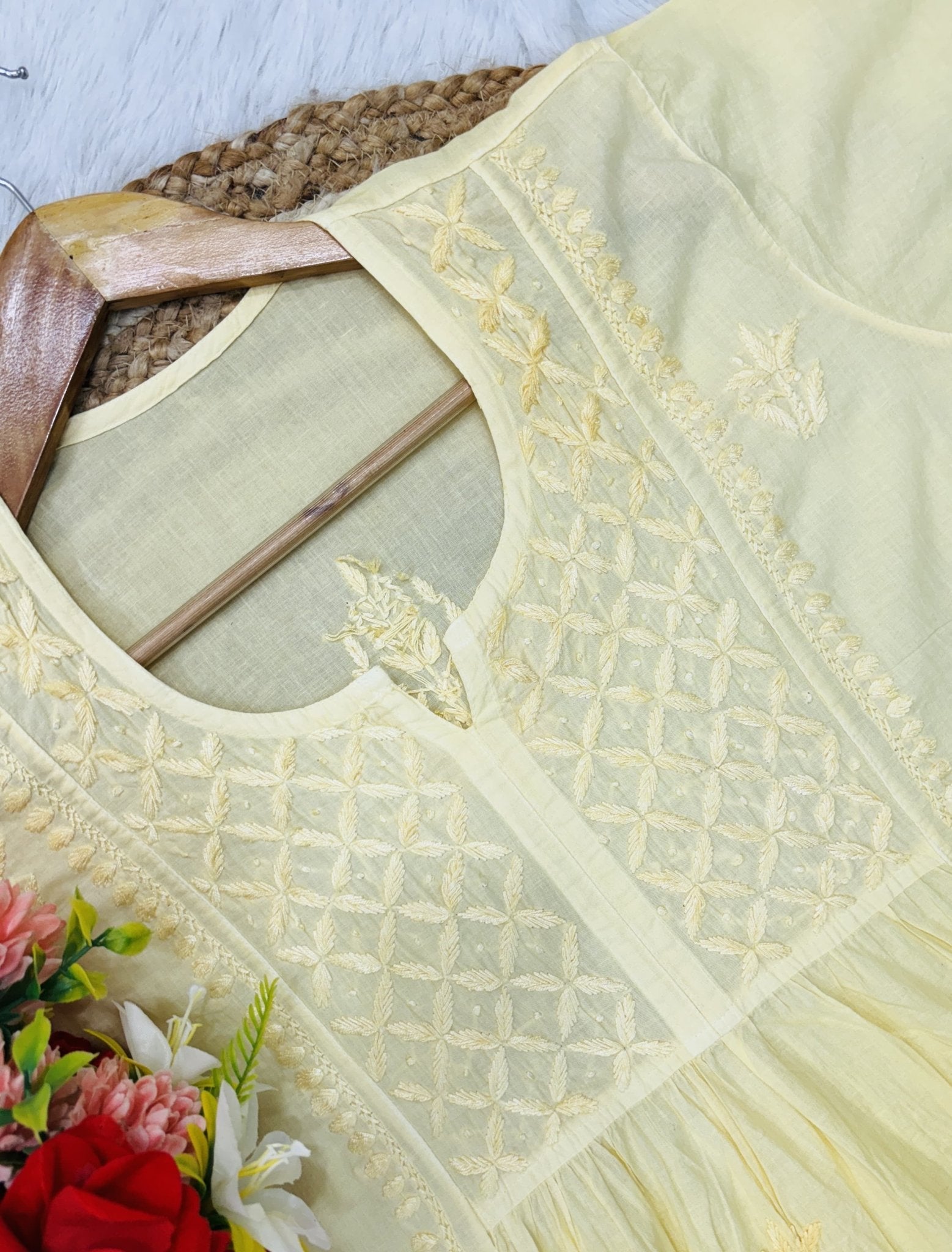 Nyra cut Cotton Dual shade kurti - chikankariofficial