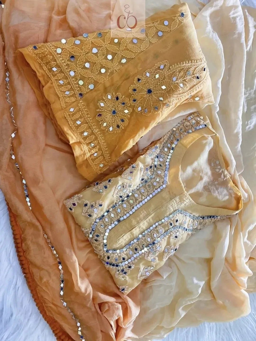 Ombre 4pc Mirror Set ( Most Loved ) Aryanshi Special - chikankariofficial