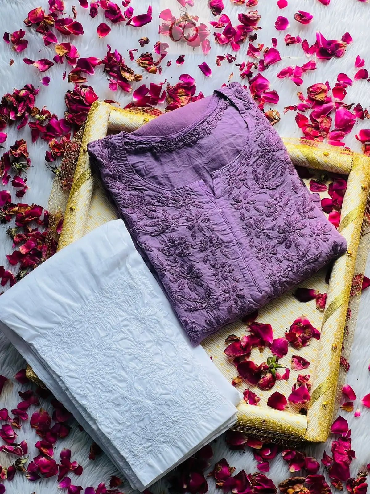 Ombre rose modal kurtis - chikankariofficial