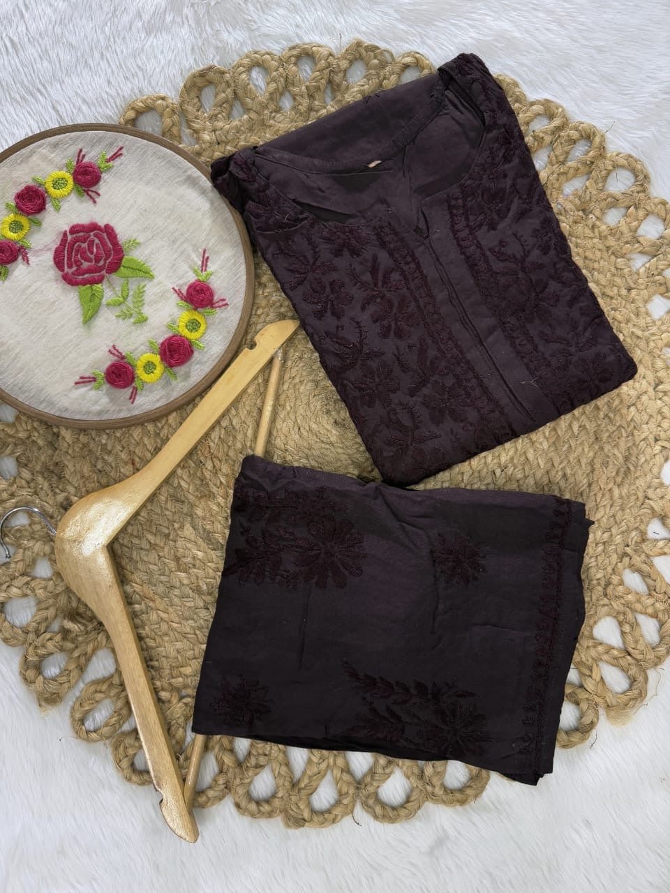 Plus Size Tone to tone Set - chikankariofficial