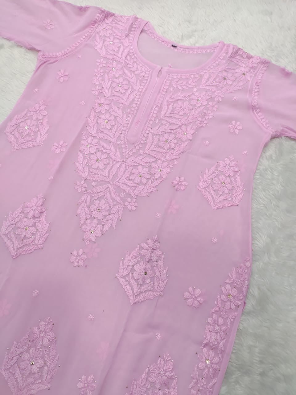 Premium 3D work Viscose Muqaish Kurti - chikankariofficial