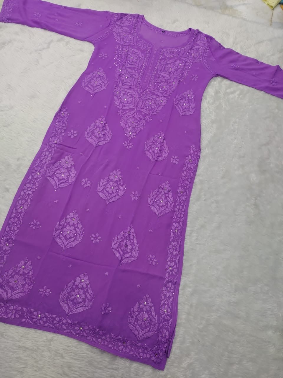 Premium 3D work Viscose Muqaish Kurti - chikankariofficial