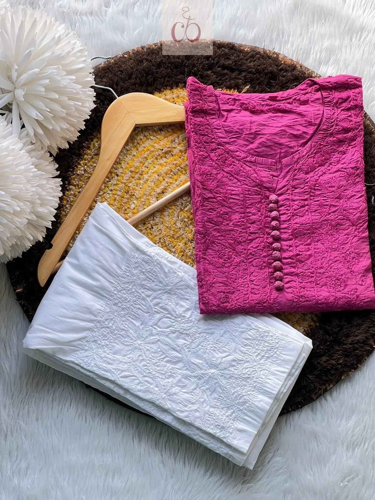 Premium Chanderi Rose Kurti - chikankariofficial