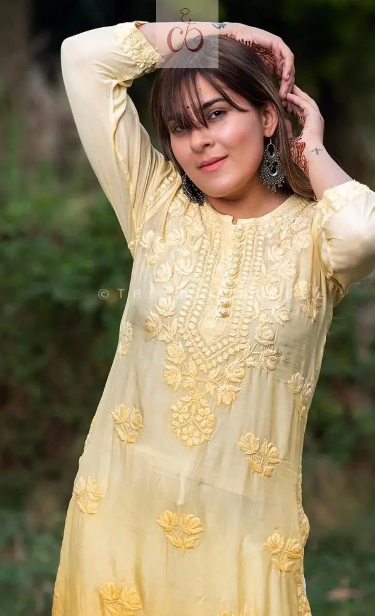 Premium Chanderi Rose Kurti