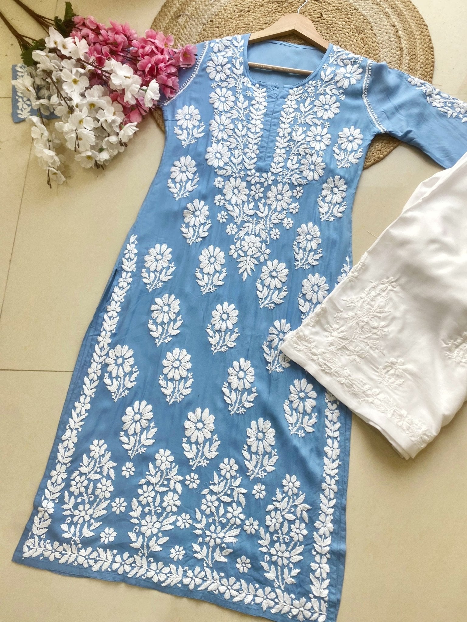 Premium modal Heavy Embroidery kurta - chikankariofficial