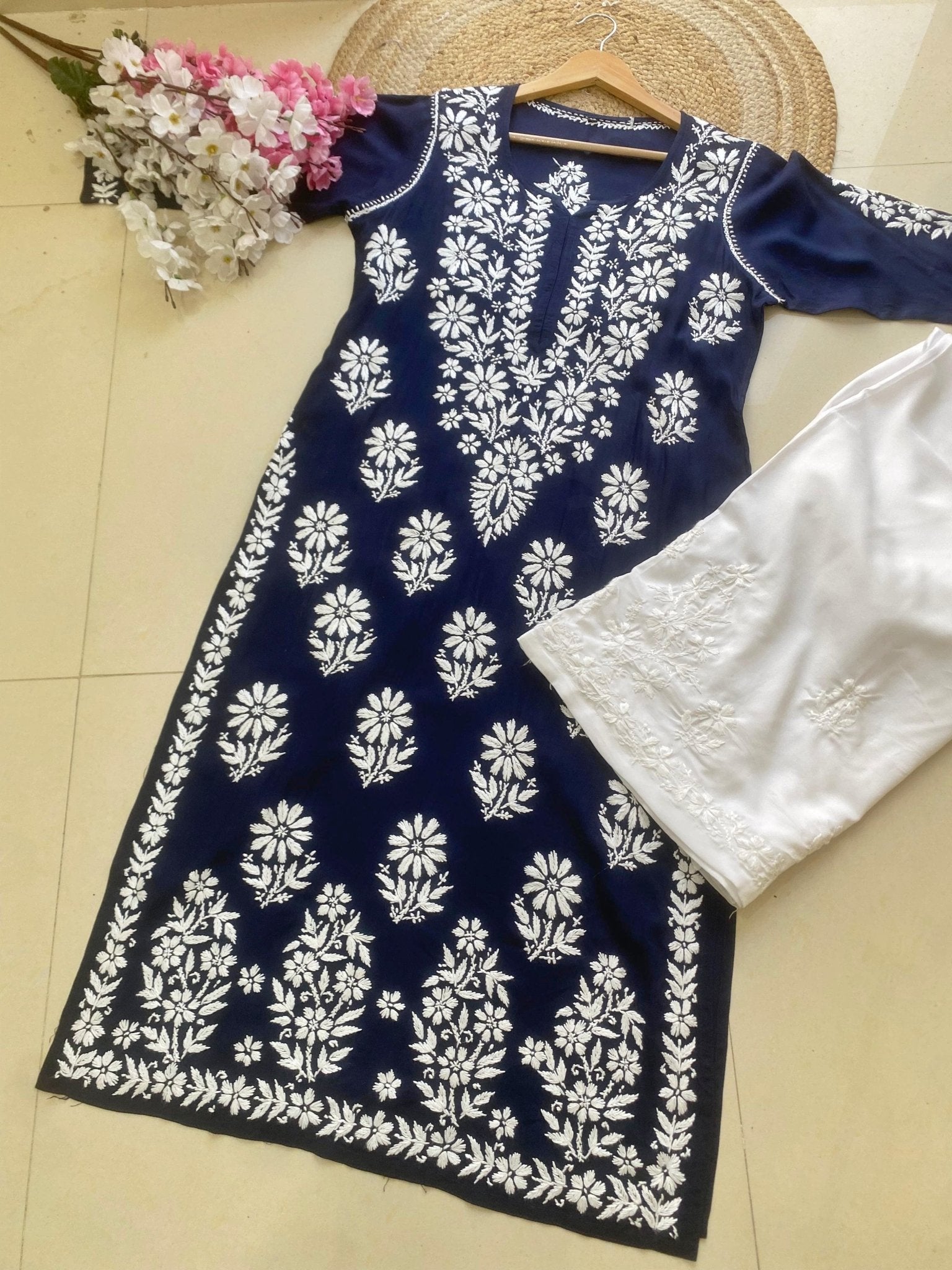 Premium modal Heavy Embroidery kurta - chikankariofficial