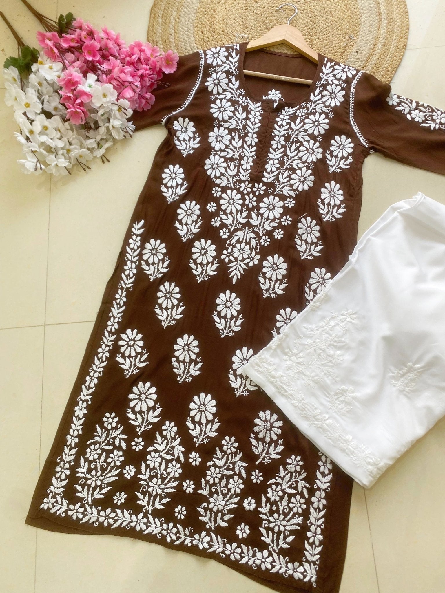 Premium modal Heavy Embroidery kurta - chikankariofficial