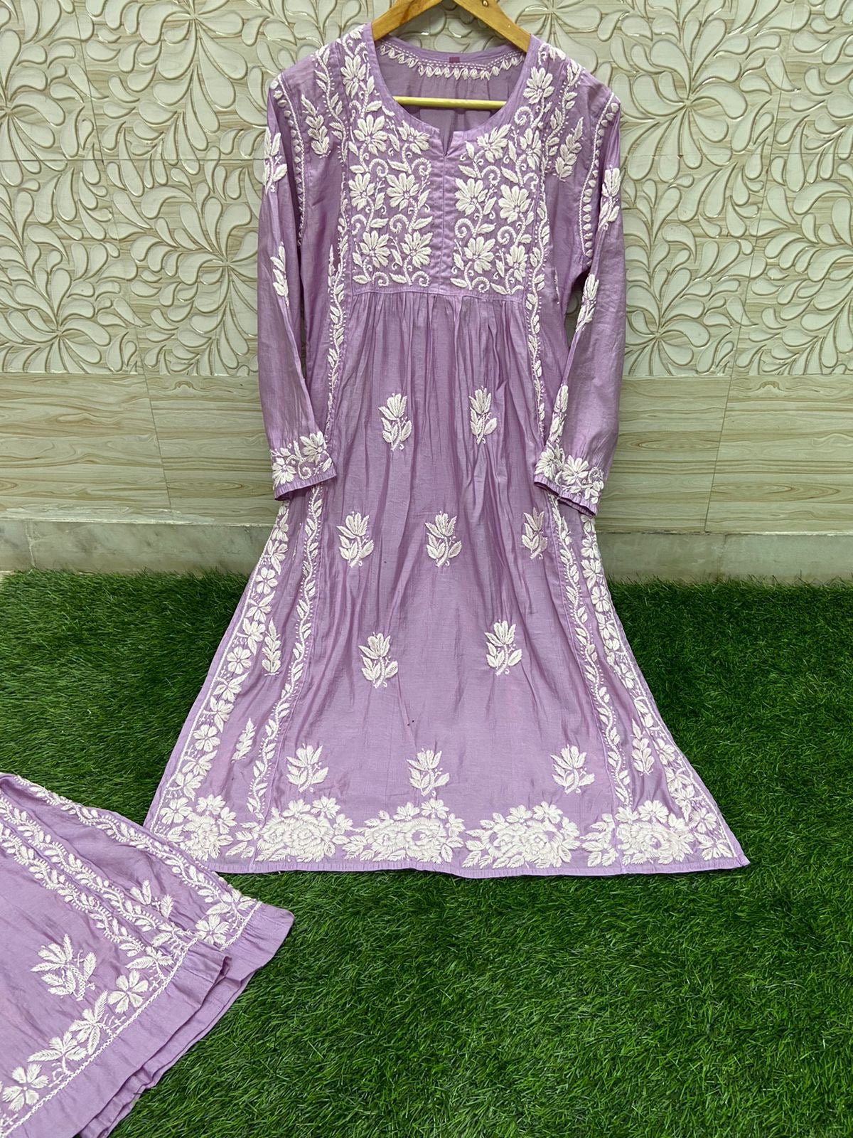 Premium New Design Fine Work Chanderi Plazo Set 3D