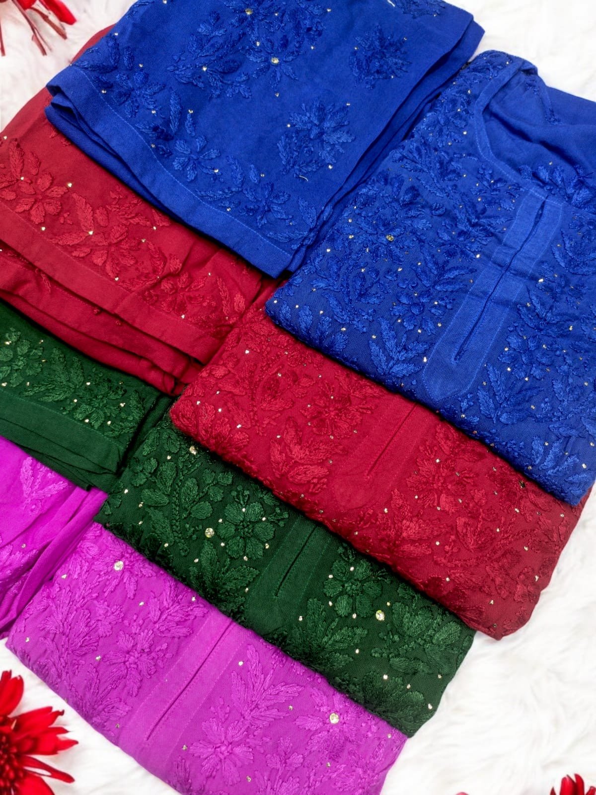 Premium Tone to tone Heavy Rayon combo Roopal Special - chikankariofficial