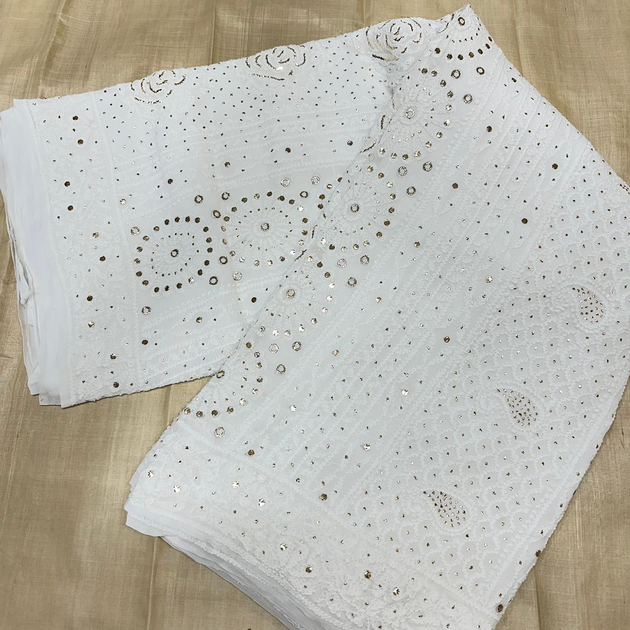 Premium Viscose Saree with Muqaish work - chikankariofficial