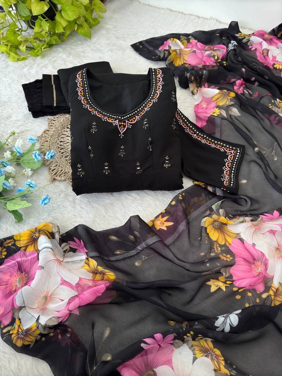 Presenting By New Party Wear Look Roman Silk Gown WithPant , Dupatta - chikankariofficial