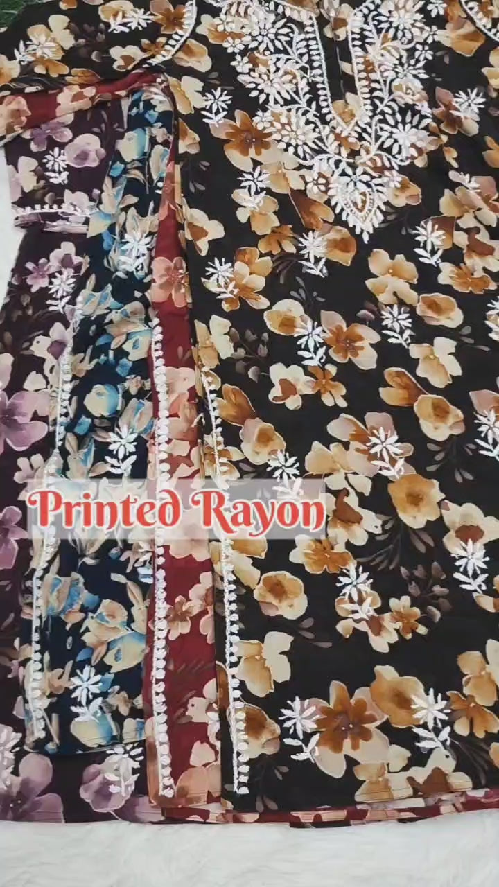 Iron Free Comfy Perfect Ready Chikan Floral Kurta