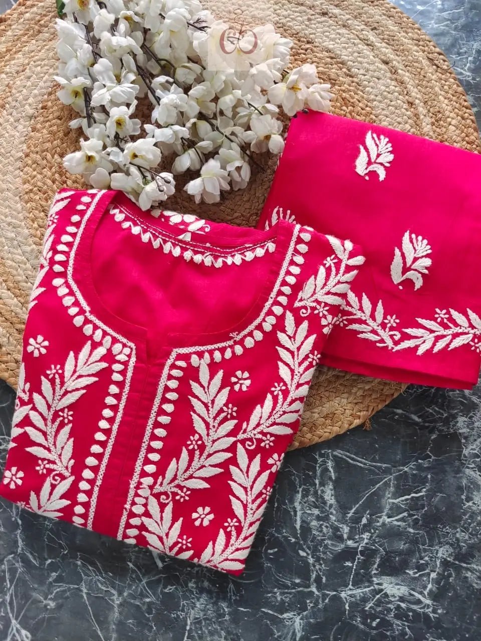 Pure Cotton Gown with Plazzo - chikankariofficial