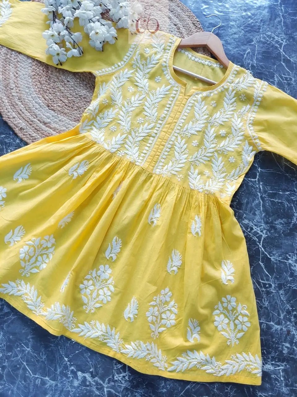 Pure Cotton Gown with Plazzo - chikankariofficial