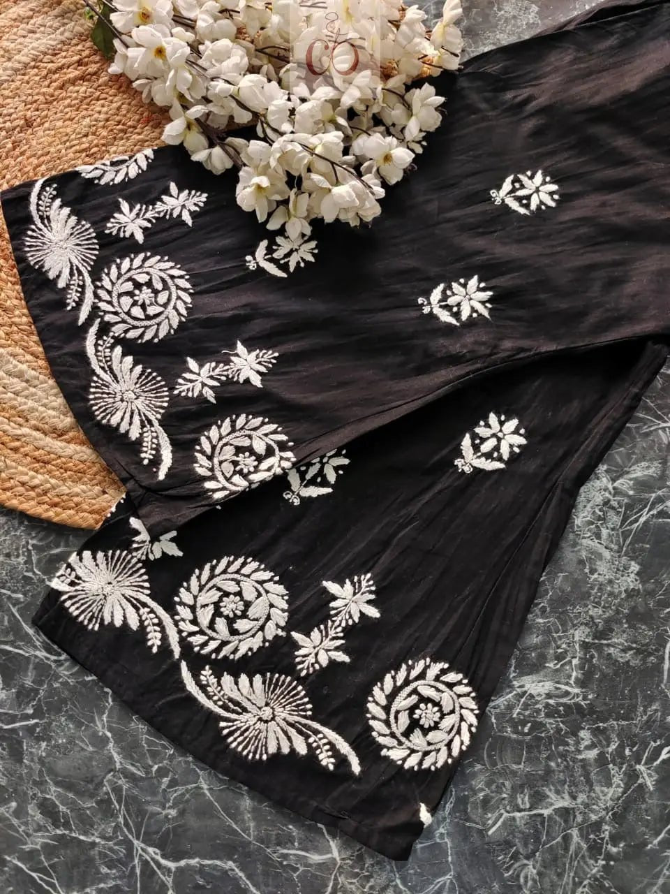 Pure Cotton Gown with Plazzo - chikankariofficial