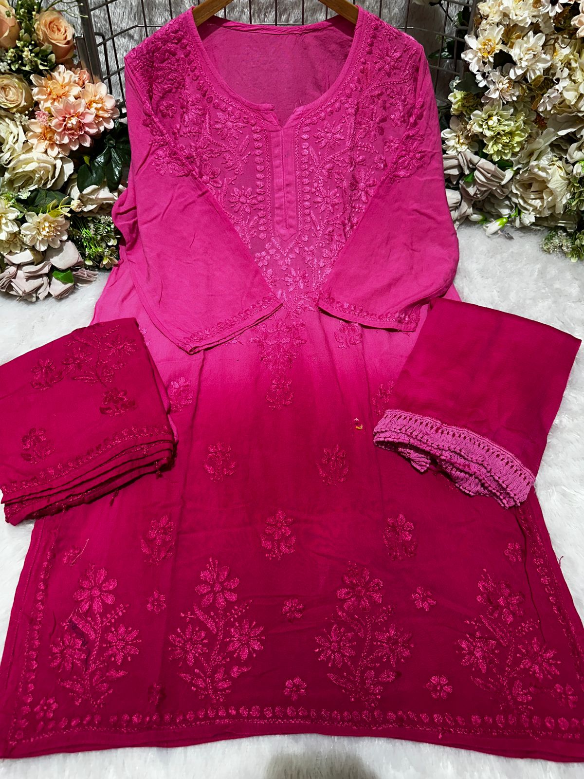 Rayon 4 Buta Chikankari Set 3pc Mayuri Special - chikankariofficial