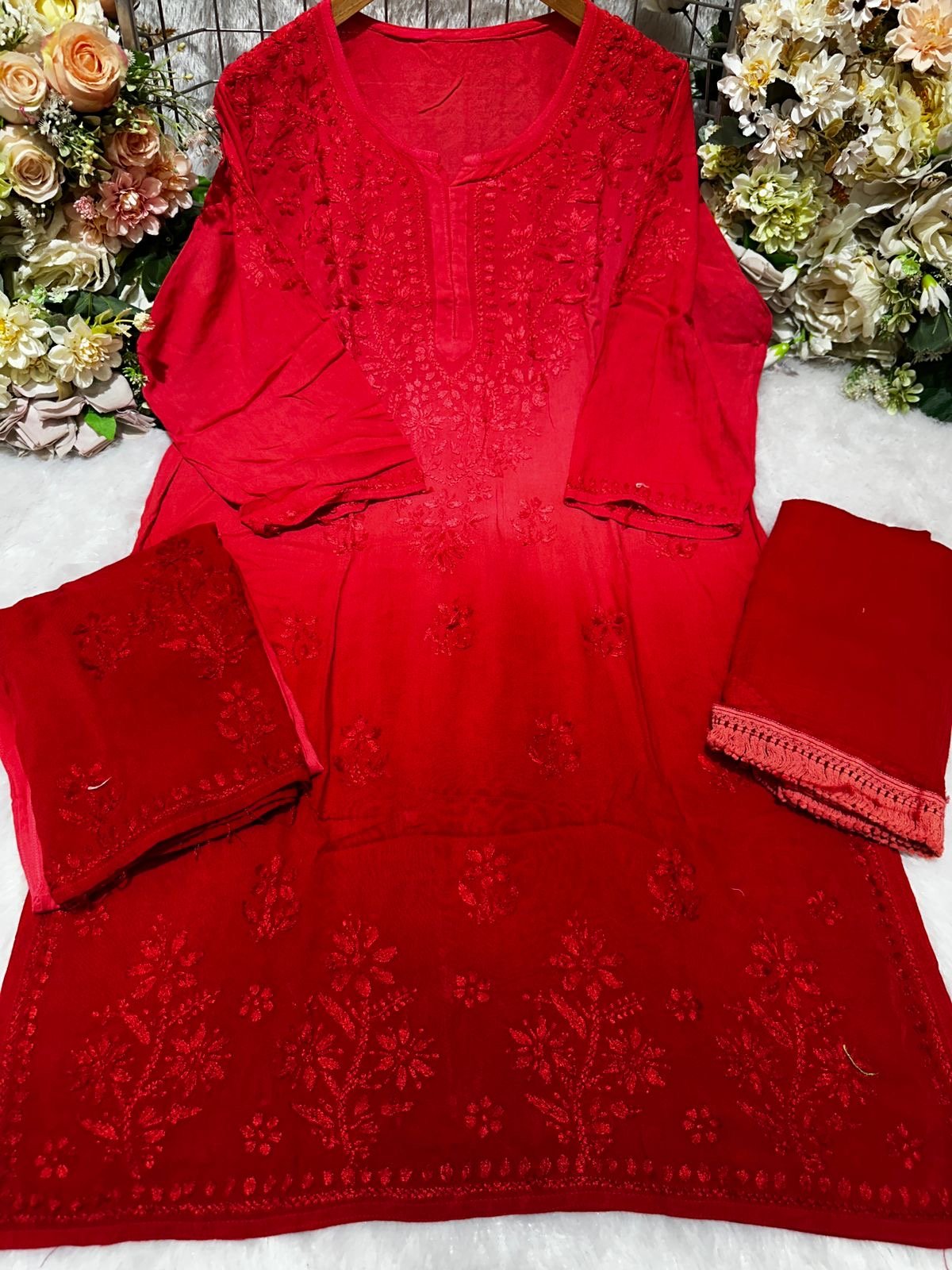 Rayon 4 Buta Chikankari Set 3pc Mayuri Special - chikankariofficial