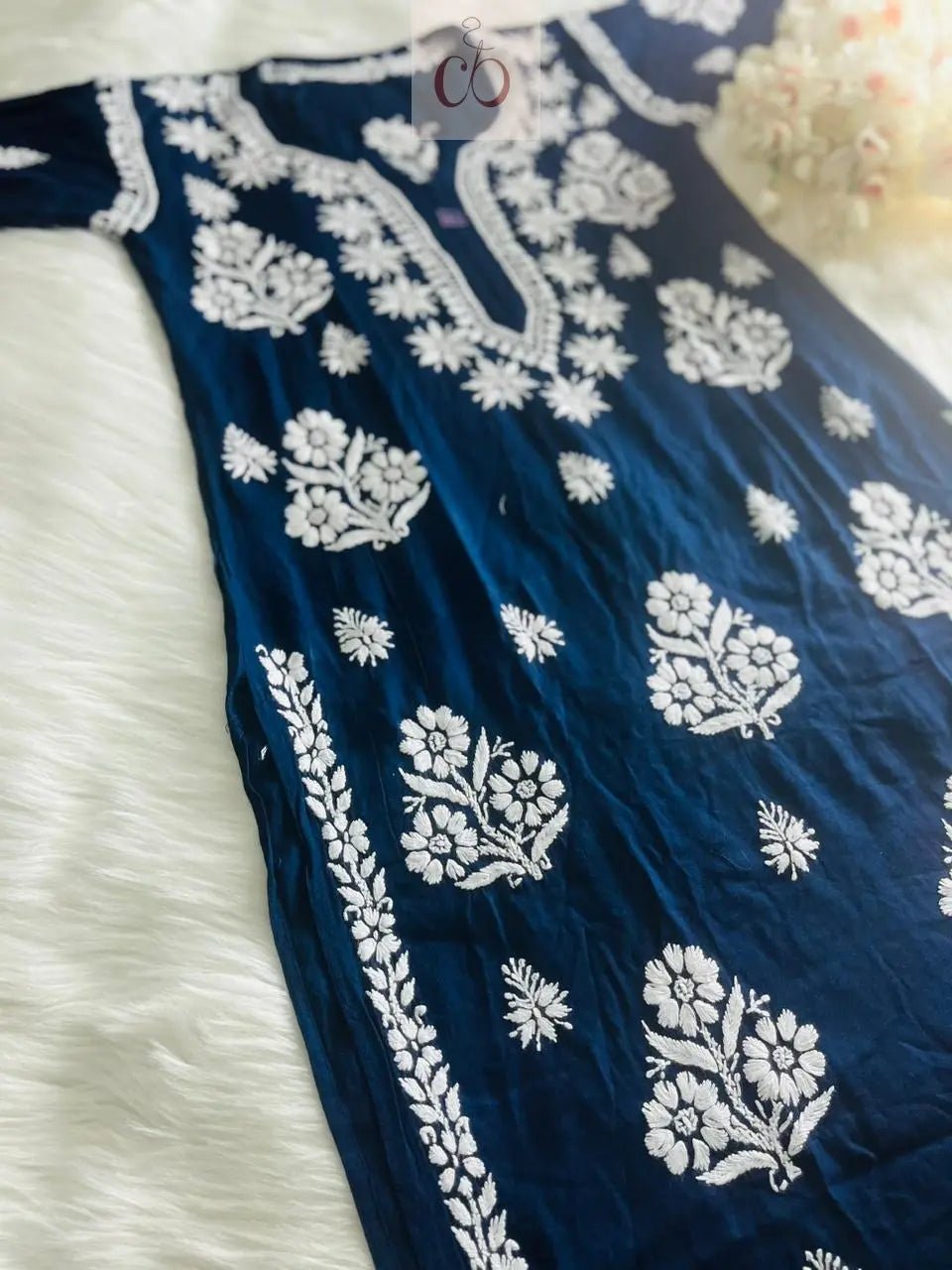 Rayon Ghaspatti Work Kurti - chikankariofficial