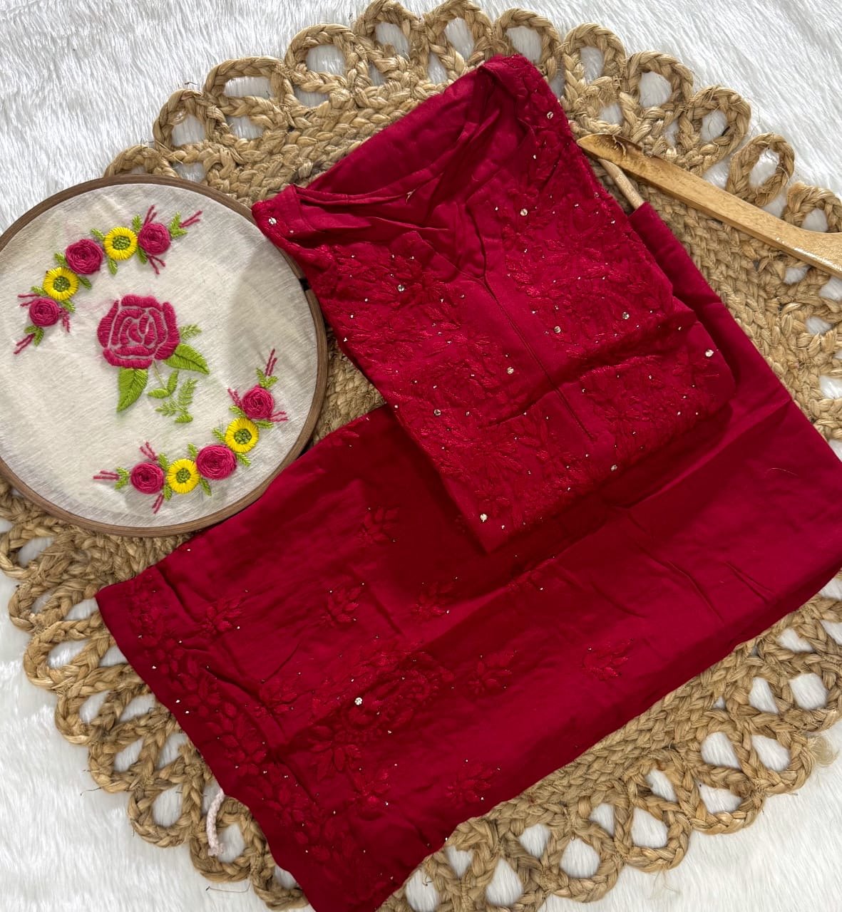 Rayon Muqaish Plazzo Combo - chikankariofficial