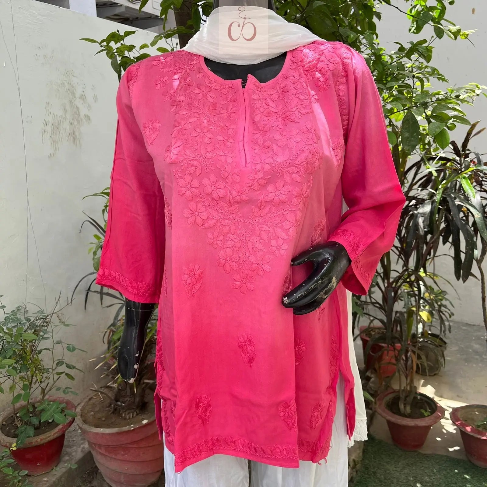 Rayon Ombre Short kuris - chikankariofficial