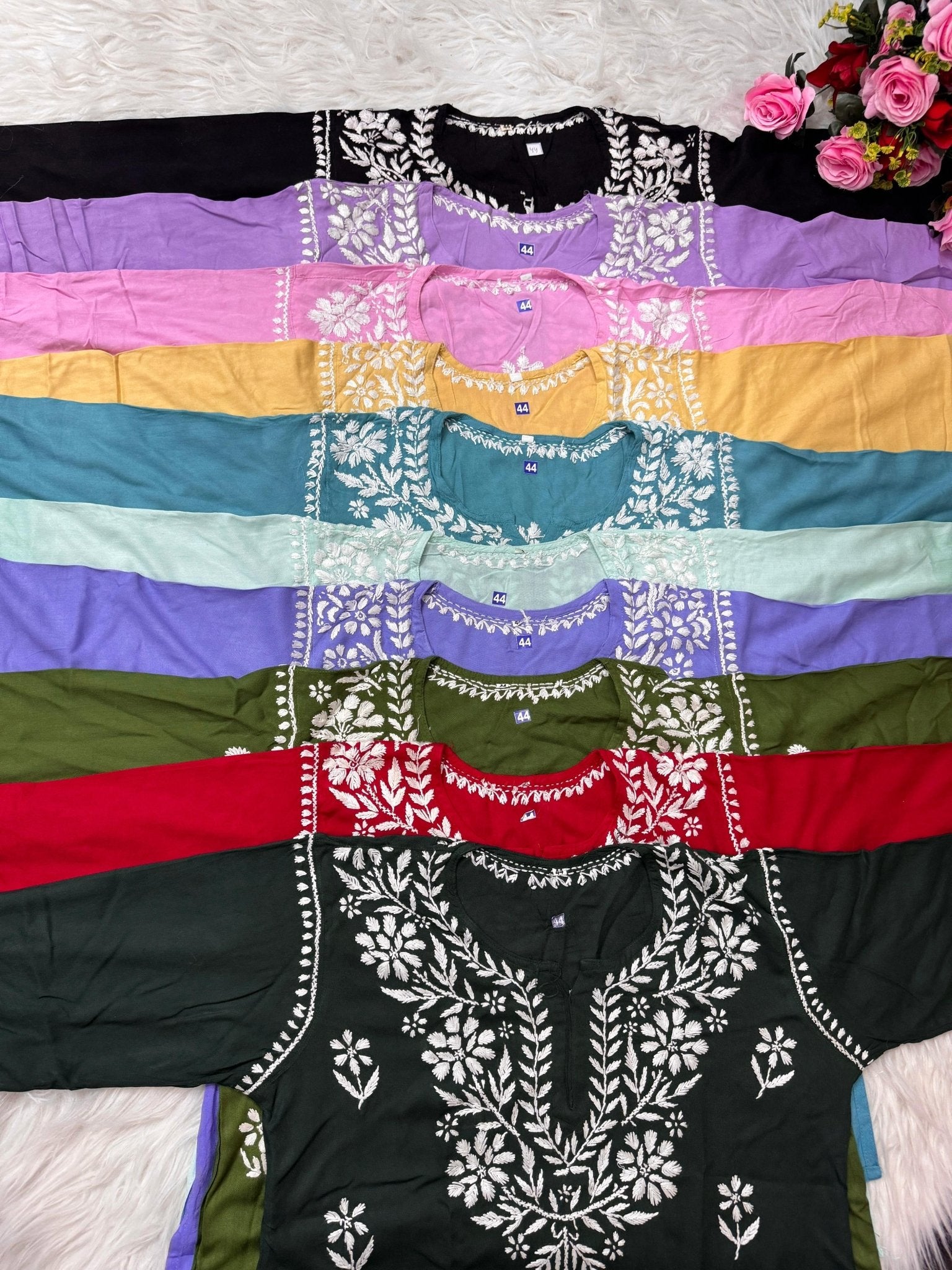 Rayon Soft Chikan ShortTop - chikankariofficial