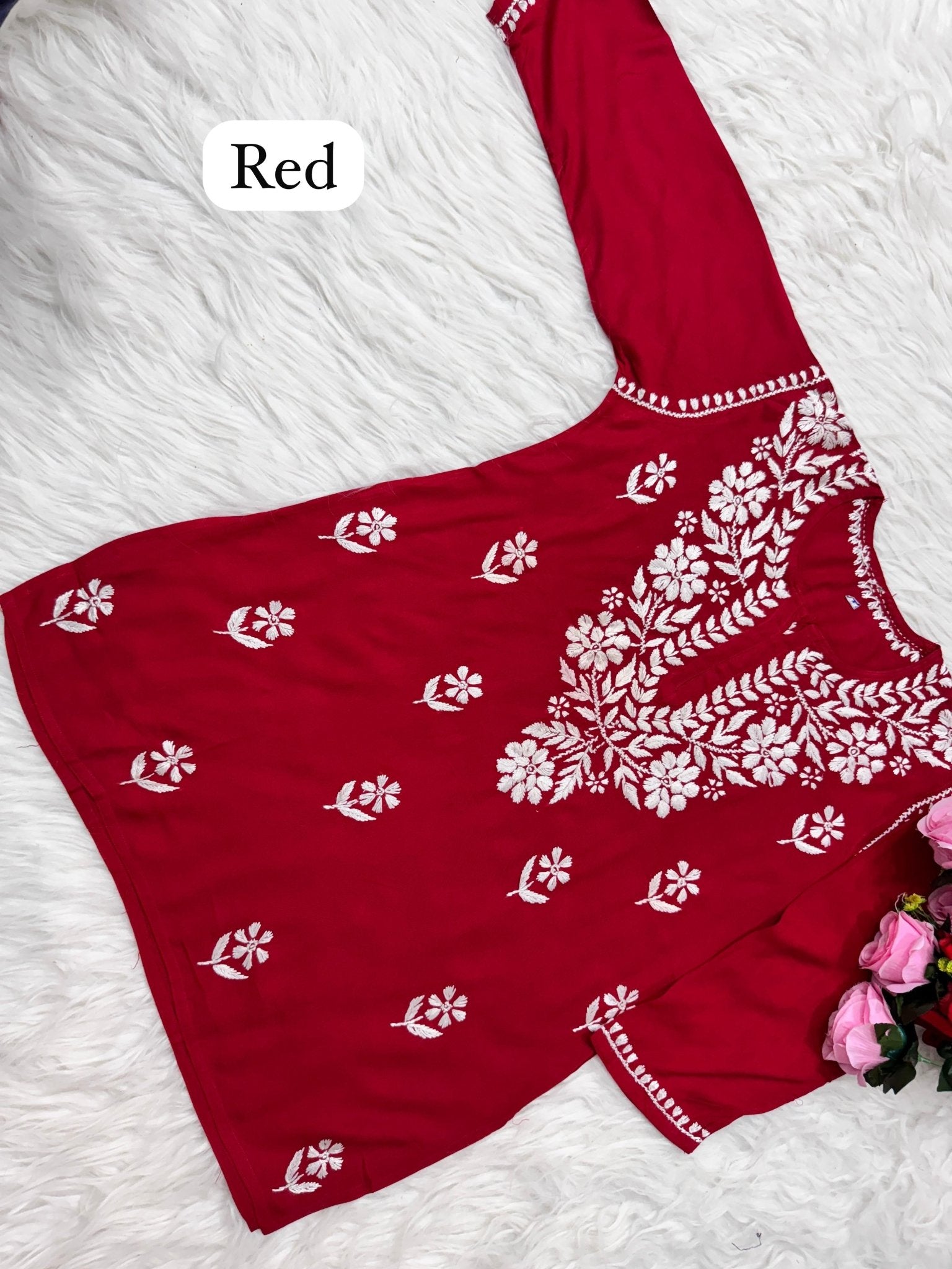 Rayon Soft Chikan ShortTop - chikankariofficial