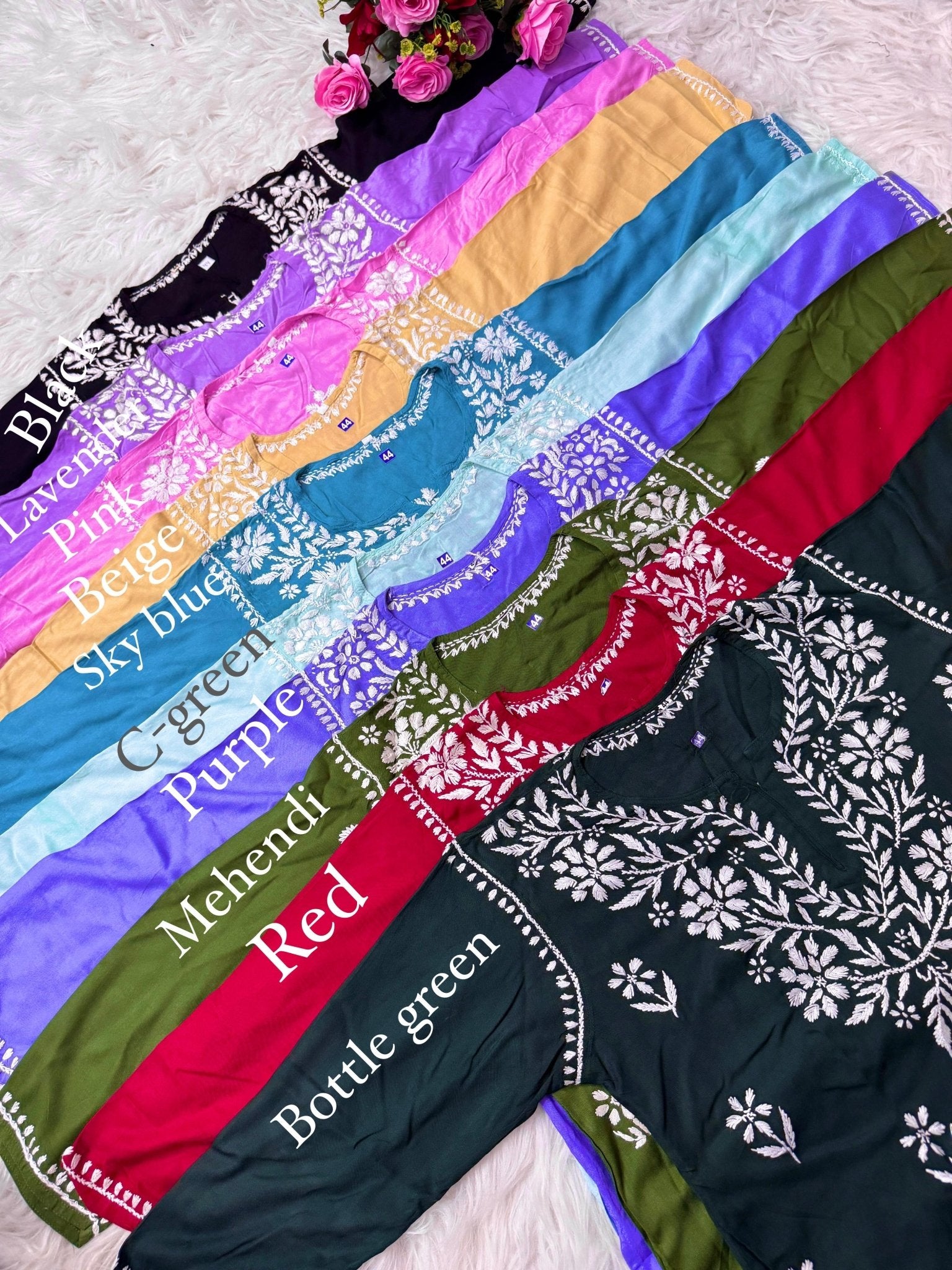 Rayon Soft Chikan ShortTop - chikankariofficial