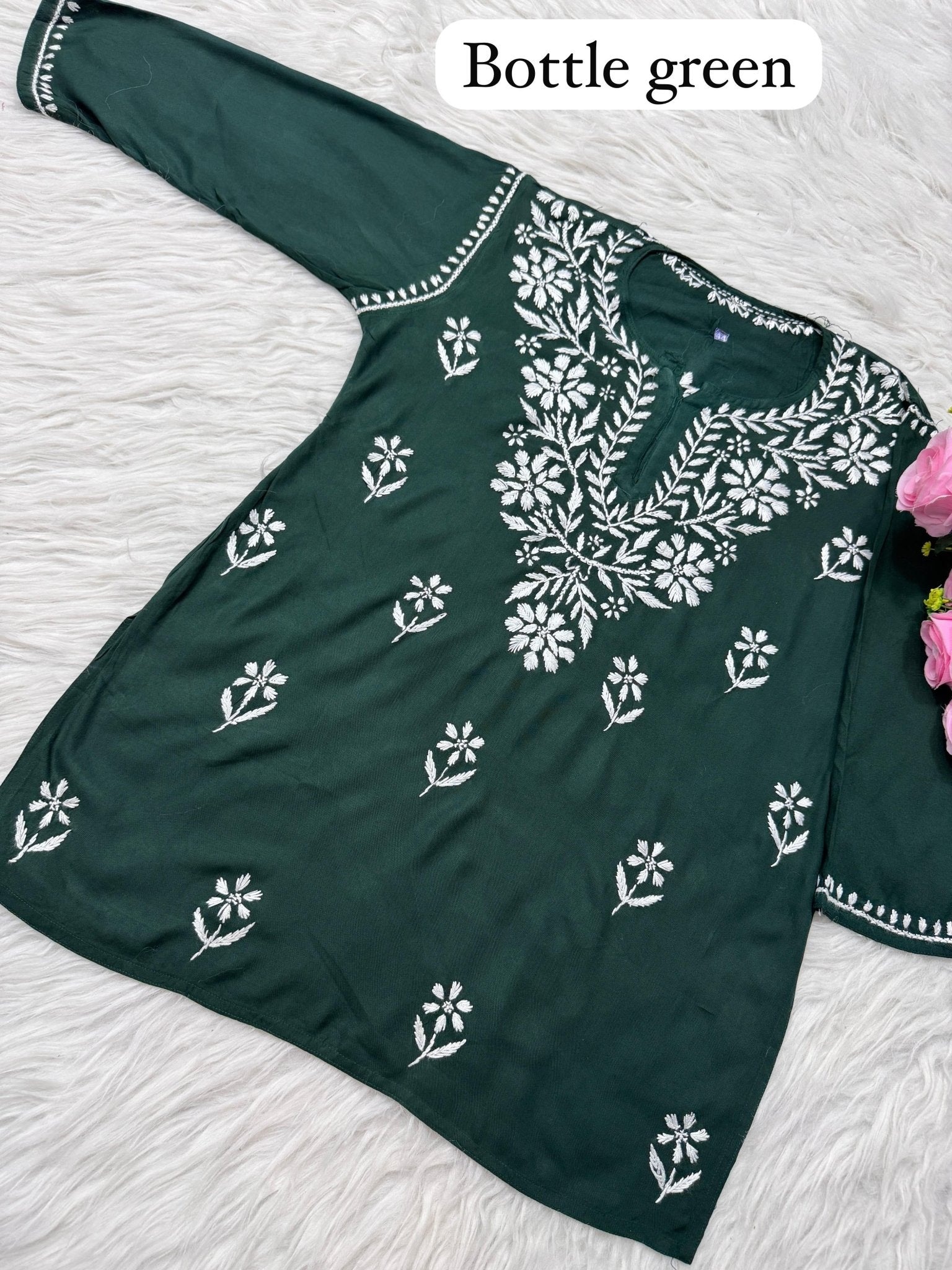 Rayon Soft Chikan ShortTop - chikankariofficial