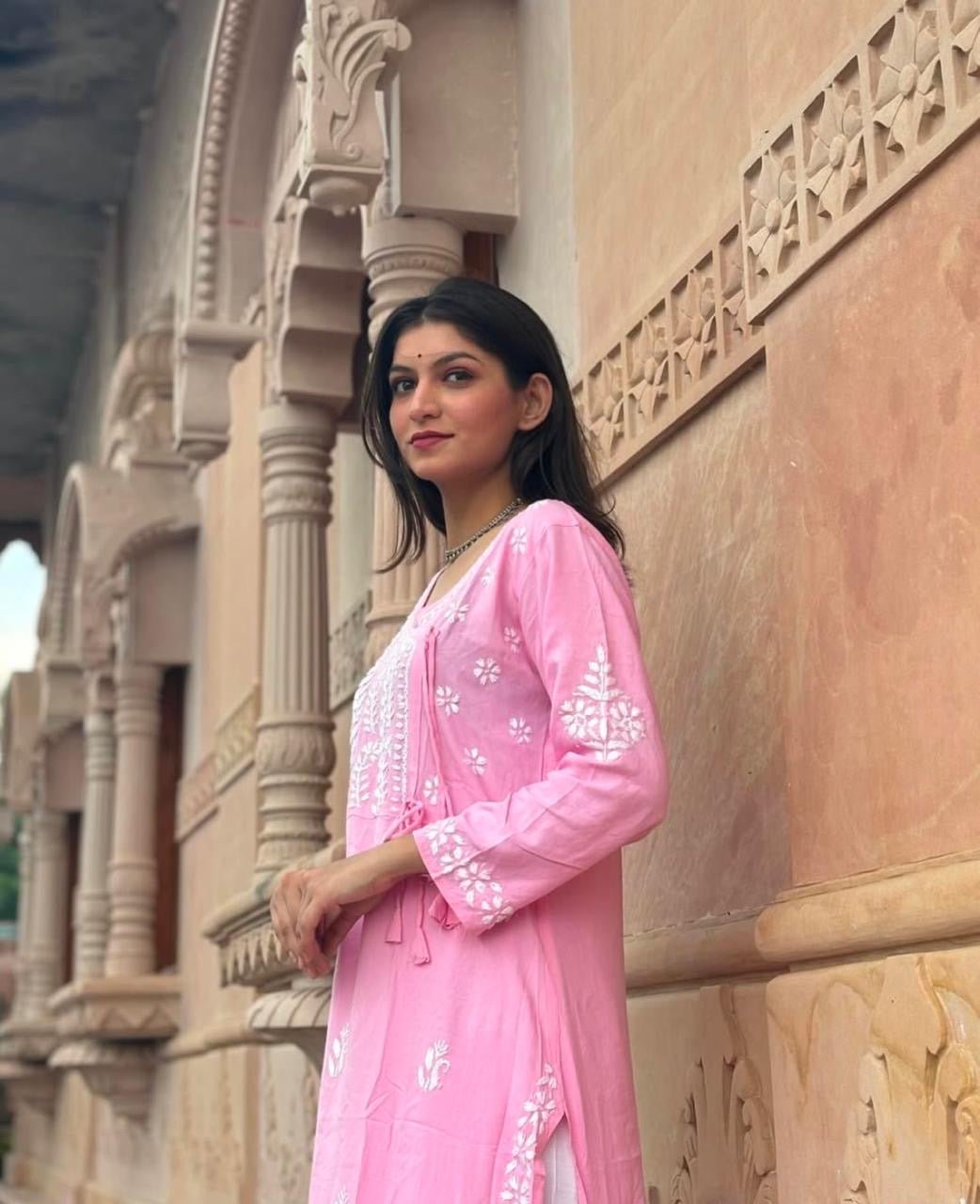 Rayon Traditional Chikan Angrakha - chikankariofficial