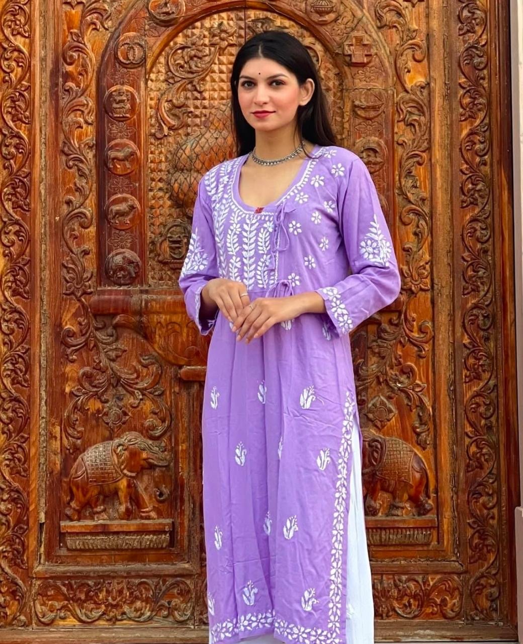Rayon Traditional Chikan Angrakha