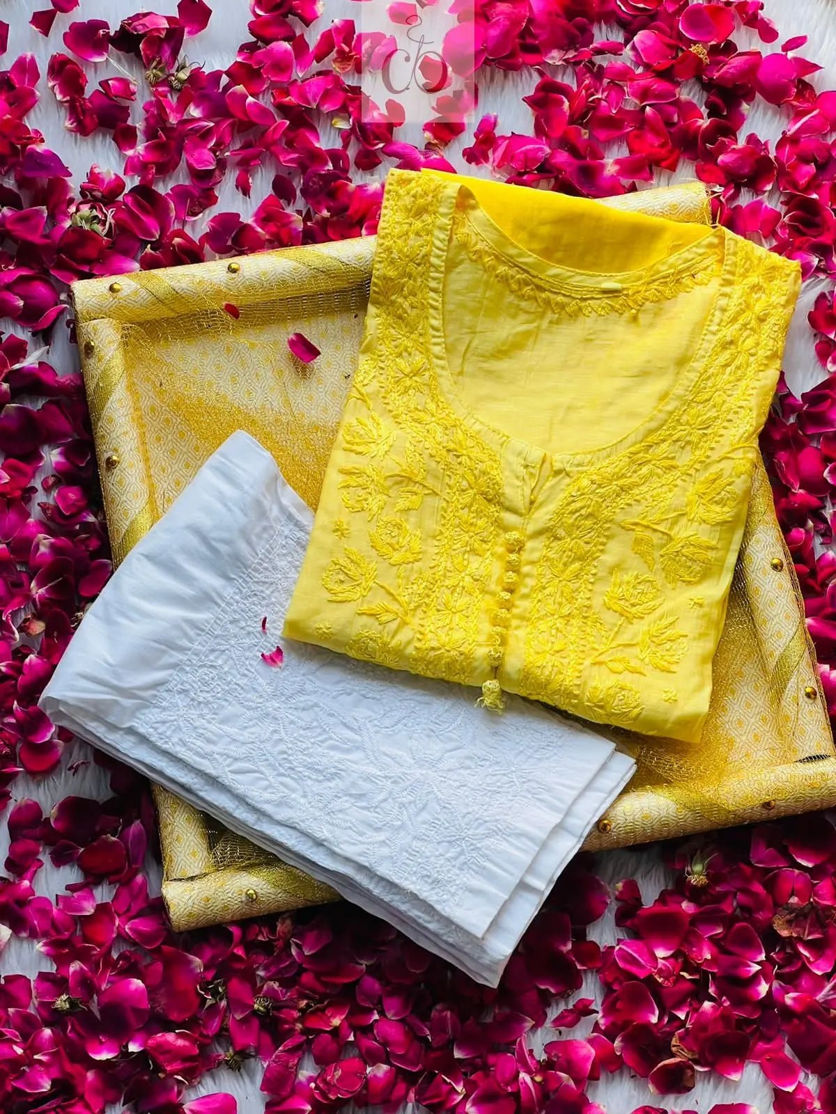 Rose ombre Chanderi - chikankariofficial