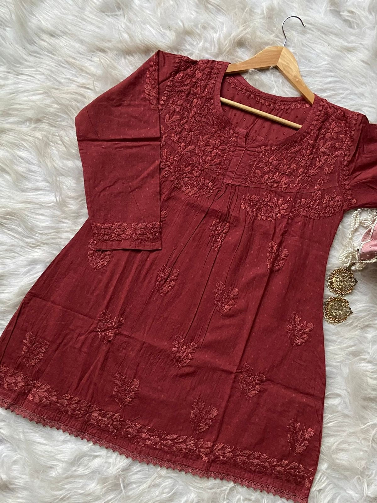 Special Light weight Dyed dobby Short Top - chikankariofficial