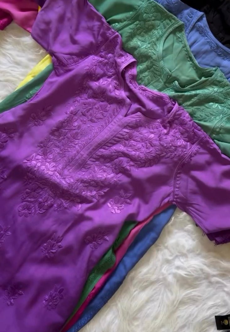 Summer Special premium soft rayon in beautifull colours (best selling kurti) - chikankariofficial