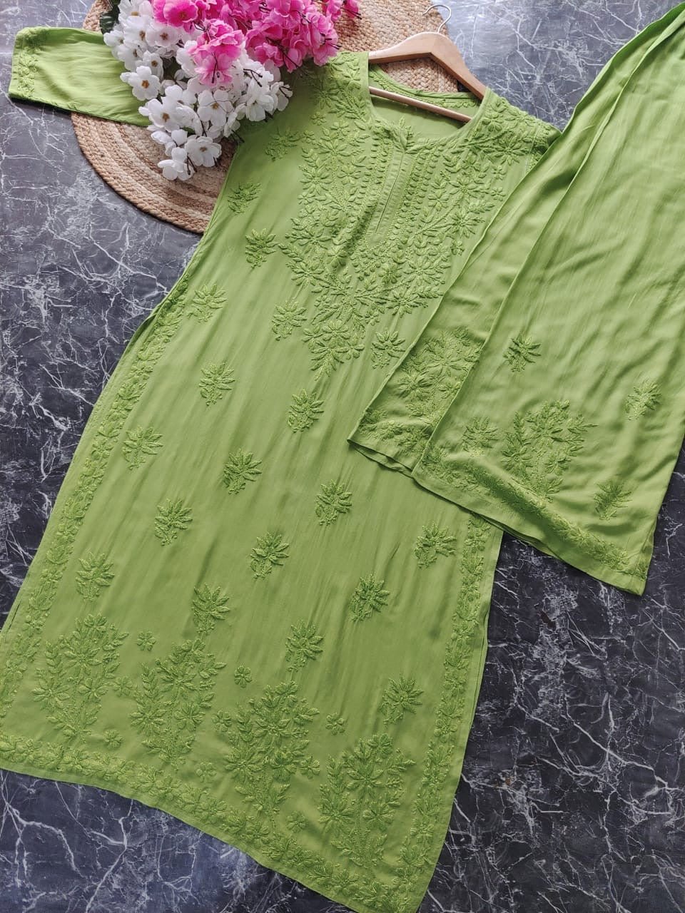 Tone to Tone Co ord Modal Cotton Santoshi Special - chikankariofficial