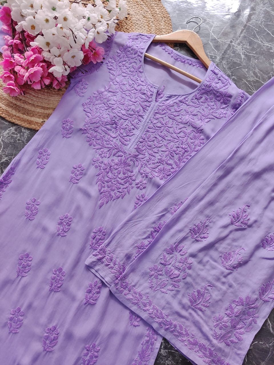 Tone to Tone Co ord Modal Cotton Santoshi Special - chikankariofficial