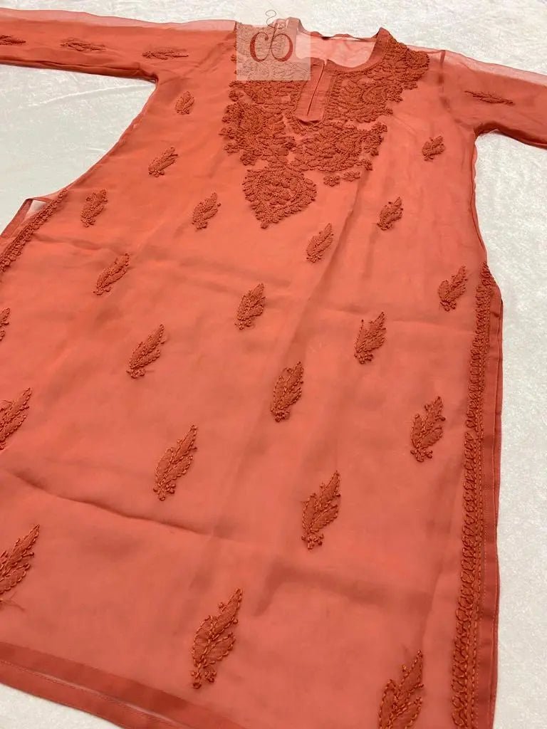 Tone to Tone Georgette Kurtis with inner - chikankariofficial