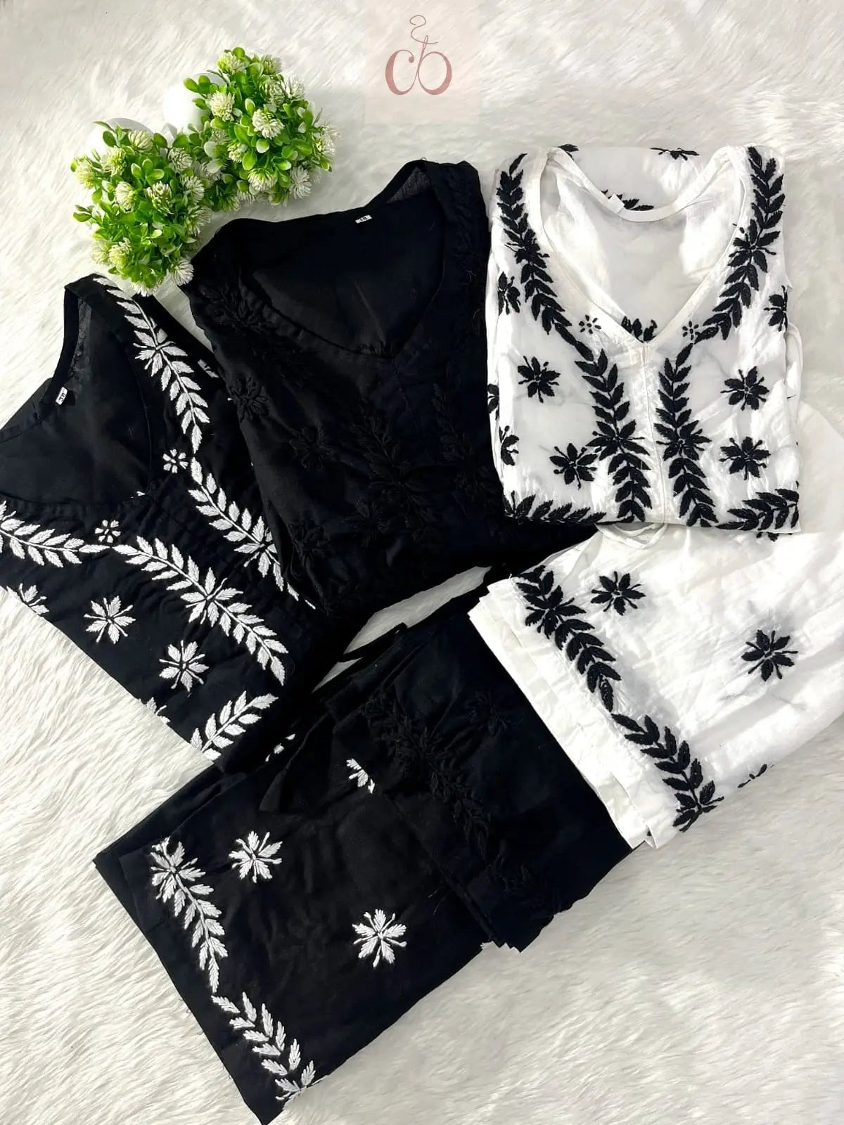 Trending chikankari Gown Plazzo combo - chikankariofficial