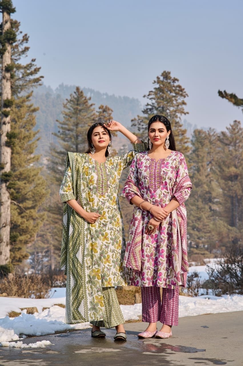 Trendy Heavy cotton printed kurti plazoo duppta set - chikankariofficial