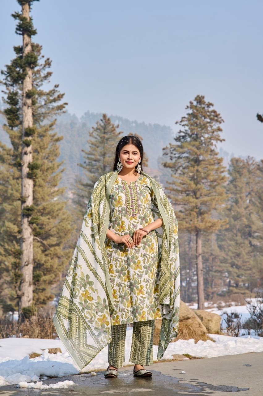 Trendy Heavy cotton printed kurti plazoo duppta set - chikankariofficial